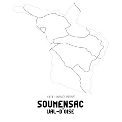 SOUMENSAC Val-d'Oise. Minimalistic street map with black and white lines.