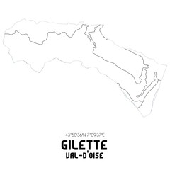 GILETTE Val-d'Oise. Minimalistic street map with black and white lines.