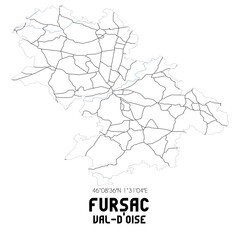 FURSAC Val-d'Oise. Minimalistic street map with black and white lines.