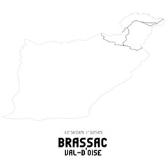 BRASSAC Val-d'Oise. Minimalistic street map with black and white lines.