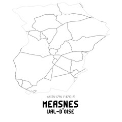 MEASNES Val-d'Oise. Minimalistic street map with black and white lines.