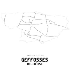 GEFFOSSES Val-d'Oise. Minimalistic street map with black and white lines.