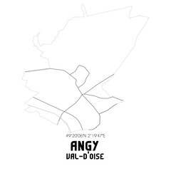 ANGY Val-d'Oise. Minimalistic street map with black and white lines.
