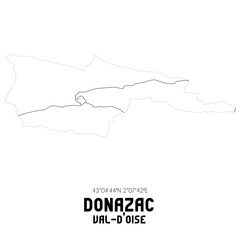 DONAZAC Val-d'Oise. Minimalistic street map with black and white lines.