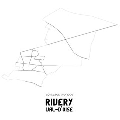 RIVERY Val-d'Oise. Minimalistic street map with black and white lines.