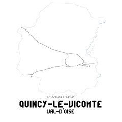 QUINCY-LE-VICOMTE Val-d'Oise. Minimalistic street map with black and white lines.
