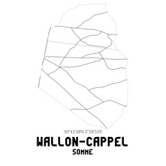WALLON-CAPPEL Somme. Minimalistic street map with black and white lines.