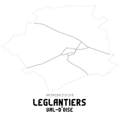 LEGLANTIERS Val-d'Oise. Minimalistic street map with black and white lines.