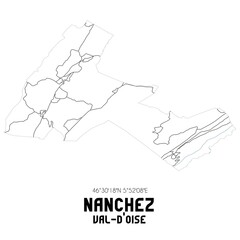NANCHEZ Val-d'Oise. Minimalistic street map with black and white lines.