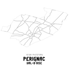 PERIGNAC Val-d'Oise. Minimalistic street map with black and white lines.