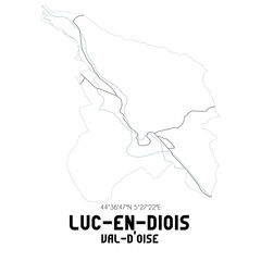 LUC-EN-DIOIS Val-d'Oise. Minimalistic street map with black and white lines.