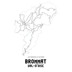 BROMMAT Val-d'Oise. Minimalistic street map with black and white lines.