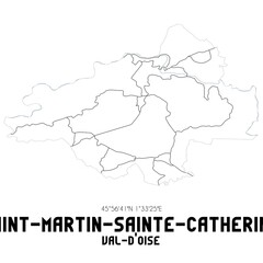 Obraz premium SAINT-MARTIN-SAINTE-CATHERINE Val-d'Oise. Minimalistic street map with black and white lines.