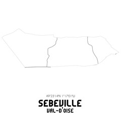 SEBEVILLE Val-d'Oise. Minimalistic street map with black and white lines.