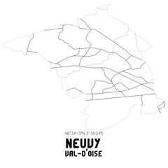 NEUVY Val-d'Oise. Minimalistic street map with black and white lines.