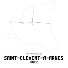 SAINT-CLEMENT-A-ARNES Somme. Minimalistic street map with black and white lines.