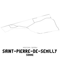 SAINT-PIERRE-DE-SEMILLY Somme. Minimalistic street map with black and white lines.