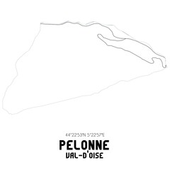 PELONNE Val-d'Oise. Minimalistic street map with black and white lines.