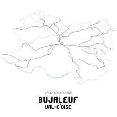 BUJALEUF Val-d'Oise. Minimalistic street map with black and white lines.