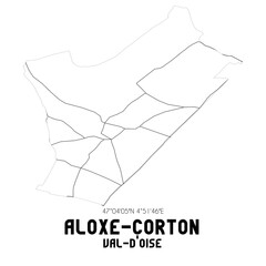 ALOXE-CORTON Val-d'Oise. Minimalistic street map with black and white lines.
