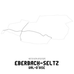 EBERBACH-SELTZ Val-d'Oise. Minimalistic street map with black and white lines.
