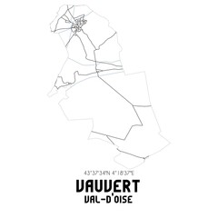VAUVERT Val-d'Oise. Minimalistic street map with black and white lines.