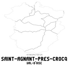SAINT-AGNANT-PRES-CROCQ Val-d'Oise. Minimalistic street map with black and white lines.
