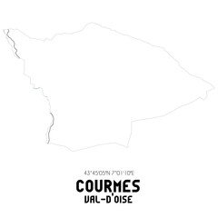 COURMES Val-d'Oise. Minimalistic street map with black and white lines.