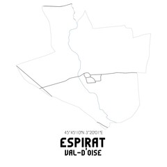 ESPIRAT Val-d'Oise. Minimalistic street map with black and white lines.