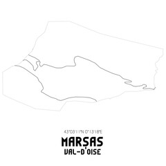 MARSAS Val-d'Oise. Minimalistic street map with black and white lines.