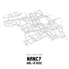NANCY Val-d'Oise. Minimalistic street map with black and white lines.