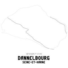 DANNELBOURG Seine-et-Marne. Minimalistic street map with black and white lines.