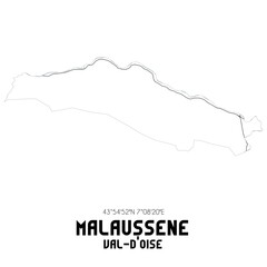MALAUSSENE Val-d'Oise. Minimalistic street map with black and white lines.