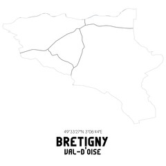 BRETIGNY Val-d'Oise. Minimalistic street map with black and white lines.
