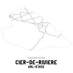 CIER-DE-RIVIERE Val-d'Oise. Minimalistic street map with black and white lines.