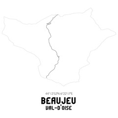 Fototapeta premium BEAUJEU Val-d'Oise. Minimalistic street map with black and white lines.