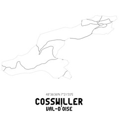 COSSWILLER Val-d'Oise. Minimalistic street map with black and white lines.