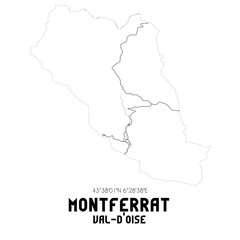 MONTFERRAT Val-d'Oise. Minimalistic street map with black and white lines.