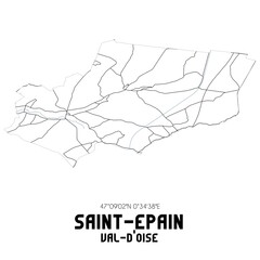 SAINT-EPAIN Val-d'Oise. Minimalistic street map with black and white lines.