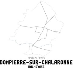 DOMPIERRE-SUR-CHALARONNE Val-d'Oise. Minimalistic street map with black and white lines.