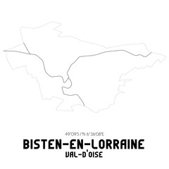 BISTEN-EN-LORRAINE Val-d'Oise. Minimalistic street map with black and white lines.