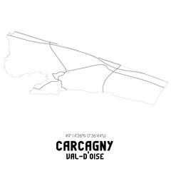 CARCAGNY Val-d'Oise. Minimalistic street map with black and white lines.