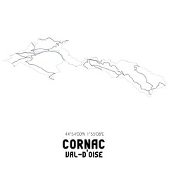 CORNAC Val-d'Oise. Minimalistic street map with black and white lines.