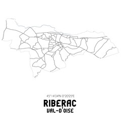 RIBERAC Val-d'Oise. Minimalistic street map with black and white lines.