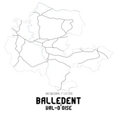 BALLEDENT Val-d'Oise. Minimalistic street map with black and white lines.