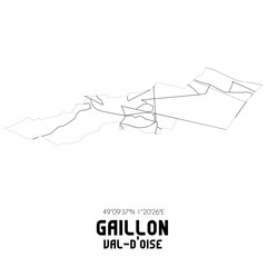 GAILLON Val-d'Oise. Minimalistic street map with black and white lines.