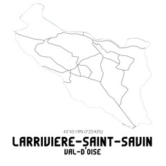 LARRIVIERE-SAINT-SAVIN Val-d'Oise. Minimalistic street map with black and white lines.
