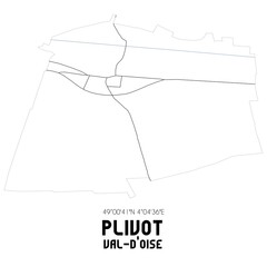 PLIVOT Val-d'Oise. Minimalistic street map with black and white lines.