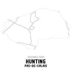 HUNTING Pas-de-Calais. Minimalistic street map with black and white lines.