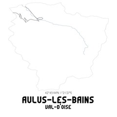 AULUS-LES-BAINS Val-d'Oise. Minimalistic street map with black and white lines.